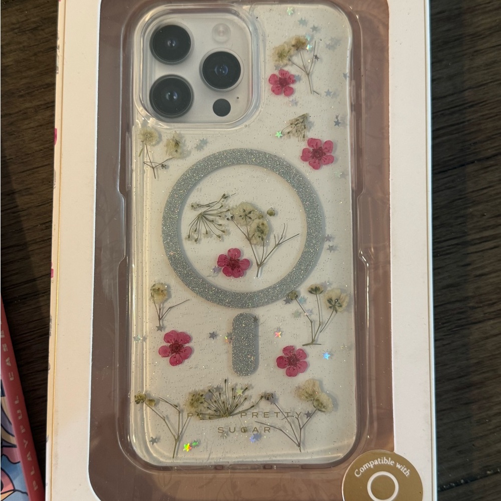 Floral iPhone Case - Silver and Pink